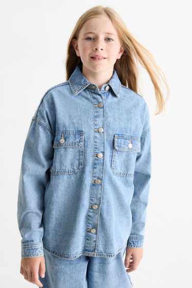 Kinderen: meisjes - Spijkerblouse - jeanslichtblauw