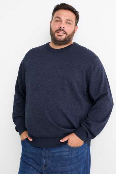 Pánské - Svetr z jemného úpletu - tmavomodrá