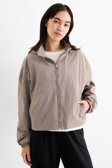 Mujer - Chaqueta con capucha - hidrófuga - gris