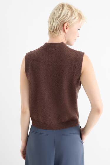 Damen - Kaschmir-Weste - dunkelbraun
