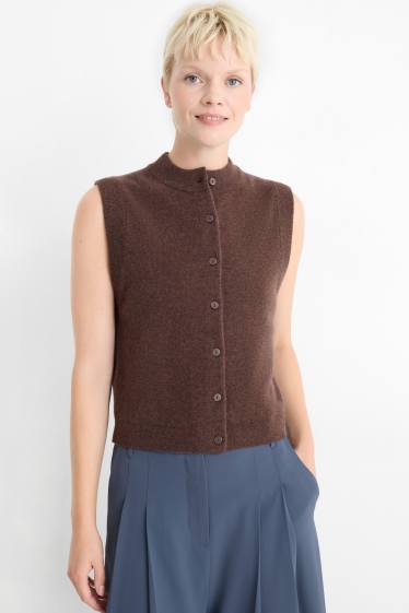Damen - Kaschmir-Weste - dunkelbraun