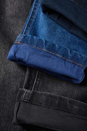 Enfants garçons - Lot de 4 - 2 pantalons chauds et 2 jeans chauds - bleu foncé