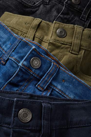 Enfants garçons - Lot de 4 - 2 pantalons chauds et 2 jeans chauds - bleu foncé