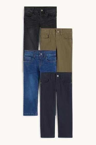 Enfants garçons - Lot de 4 - 2 pantalons chauds et 2 jeans chauds - bleu foncé