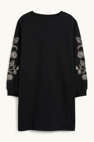 Women - Sweatshirt dress - straight fit - black