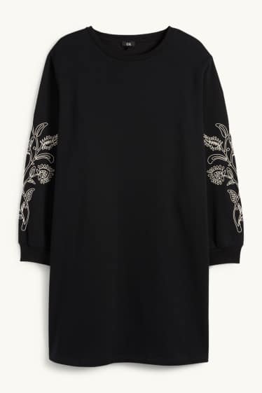 Women - Sweatshirt dress - straight fit - black