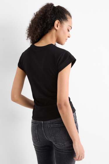 Dames - T-shirt - slim fit - zwart