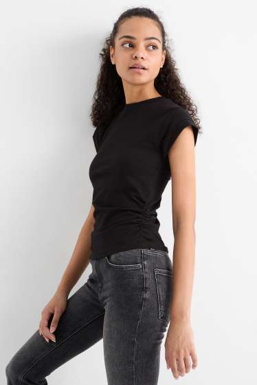 Dames - T-shirt - slim fit - zwart
