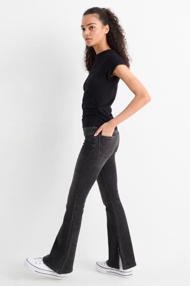Damen - Flared Jeans - Mid Waist - jeansgrau
