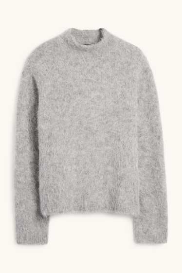 Femei - Pulover - amestec de lână alpaca - gri