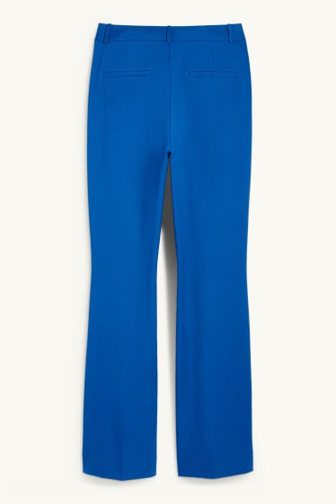 Women - Business trousers - high waist - relaxed fit - textured - blue
