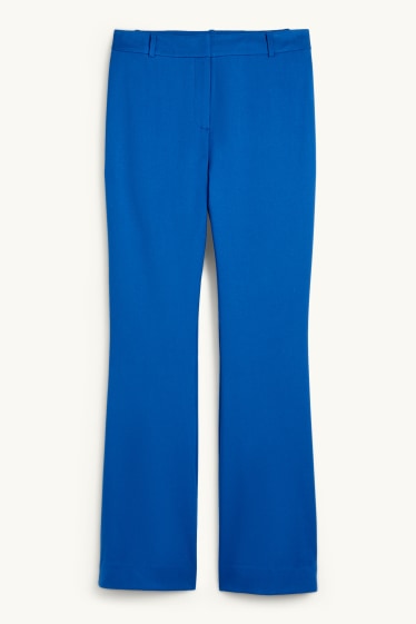 Women - Business trousers - high waist - relaxed fit - textured - blue
