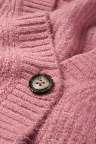 Damen - Strickjacke - gerippt - rosa