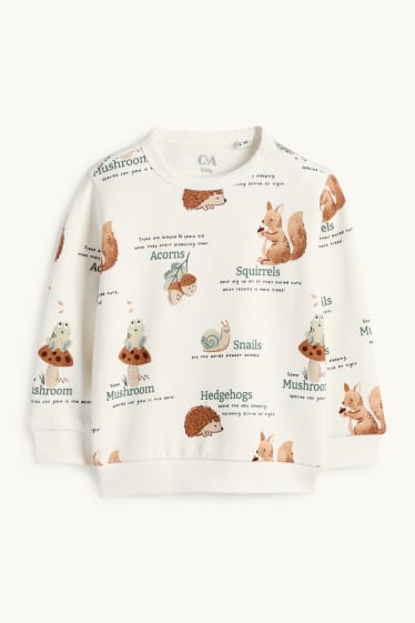 Bébés garçons - Animaux de la forêt - sweat bébé - blanc crème