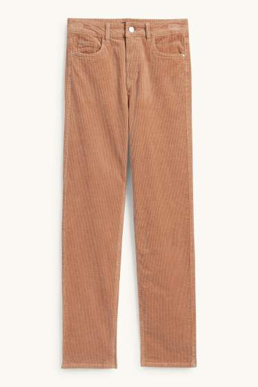 Dona - Pantalons de pana - high waist - straight fit - LYCRA® - marró clar