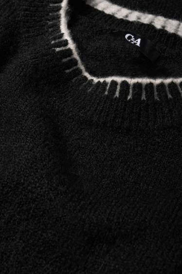 Women - Knitted dress - straight fit - black