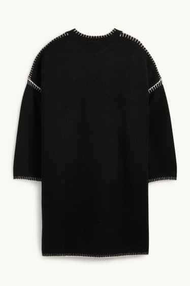 Women - Knitted dress - straight fit - black