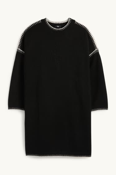 Women - Knitted dress - straight fit - black