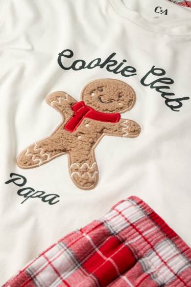 Bărbați - Mini Me - pijama pentru bărbați cu pantaloni din flanel, cu motive de Crăciun - alb / roșu