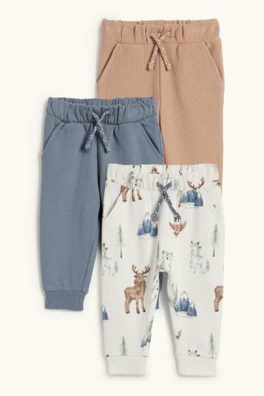 Bébés garçons - Lot de 3 - animaux de la forêt - pantalon de jogging bébé - bleu