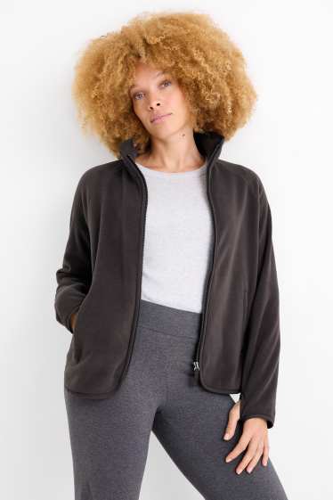 Dona - Dessuadora oberta polar  - gris fosc