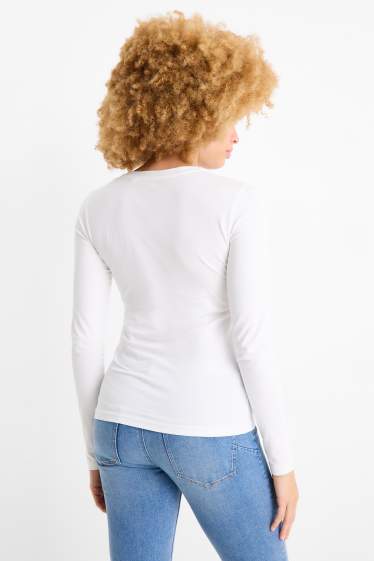 Femmes - Lot de 2 - haut à manches longues - slim fit - blanc