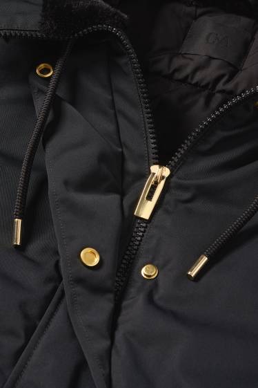 Damen - Jacke mit Kapuze - gefüttert - wasserabweisend - schwarz