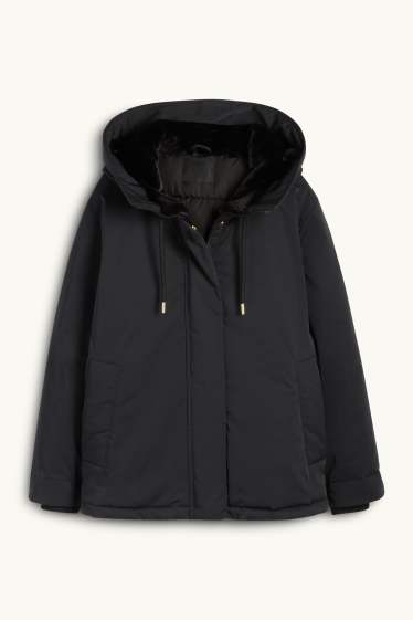 Damen - Jacke mit Kapuze - gefüttert - wasserabweisend - schwarz