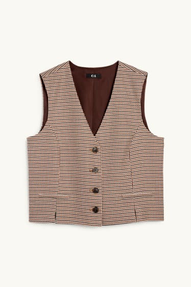 Femei - Vestă office - regular fit - în carouri - maro