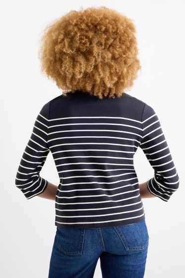 Women - Long sleeve top - striped - dark blue
