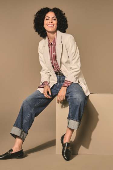 Women - Long blazer- regular fit - cremewhite