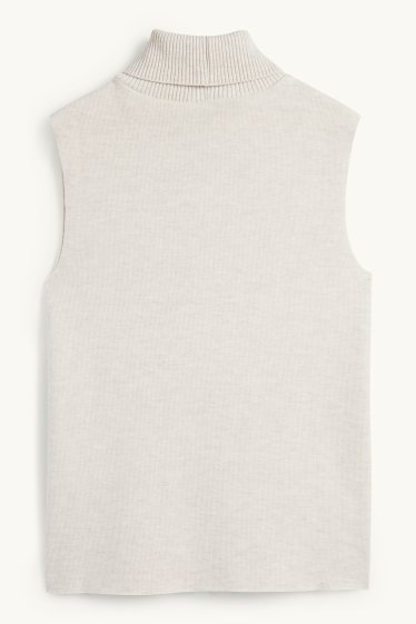 Femmes - Haut à col roulé - beige clair