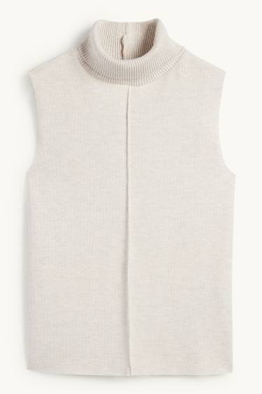 Femmes - Haut à col roulé - beige clair