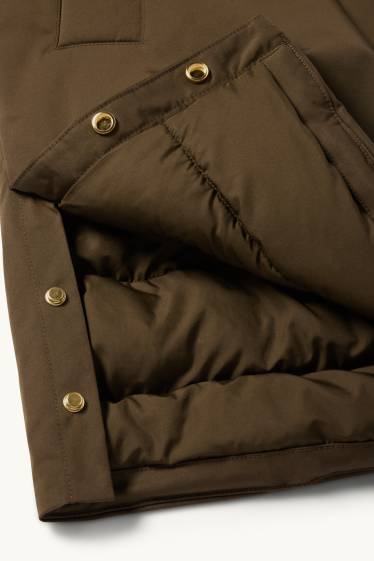 Women - Coat with hood - lined - water-repellent - khaki