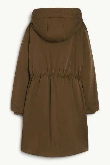 Women - Coat with hood - lined - water-repellent - khaki