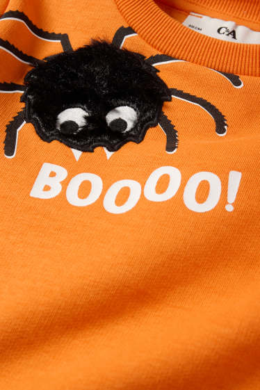 Kinderen: jongens - Halloween - spin - set - sweatshirt en tasje - 2-delig - oranje