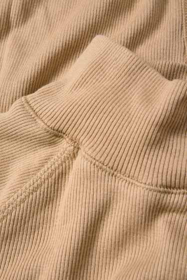 Damen - Langarmshirt - Slim Fit - gerippt - hellbeige