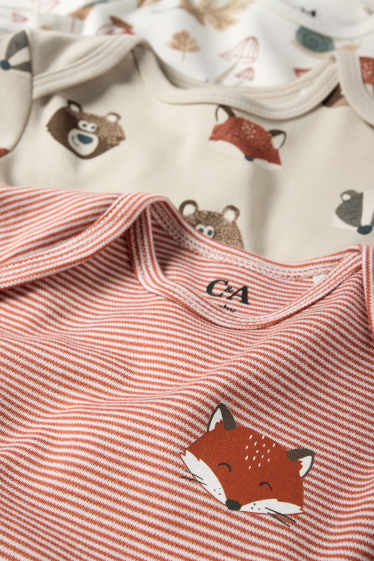 Unisexe - Lot de 3 - forêt et animaux sauvages - body bébé - beige