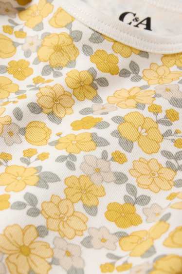 Baby Mädchen - Blümchen - Baby-Body - weiß / gelb