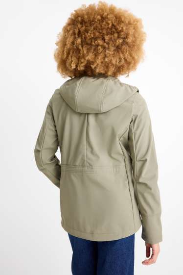 Donna - Giacca soft shell con cappuccio - idrorepellente - 4 Way Stretch - verde chiaro