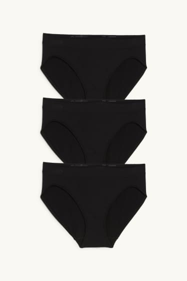 Donna - Confezione da 3 - slip - senza cuciture - nero