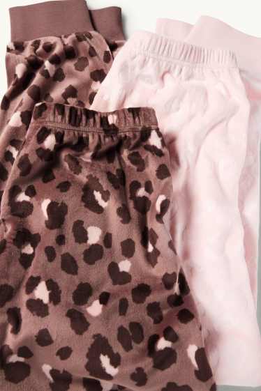 Kinder Mädchen - Multipack 2er - Pyjamahose - Leo-Print - rosa