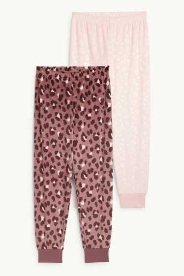 Kinder Mädchen - Multipack 2er - Pyjamahose - Leo-Print - rosa