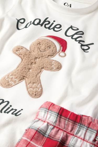Children Girls - Mini Me - gingerbread man - children's Christmas pyjamas - 2 piece - white