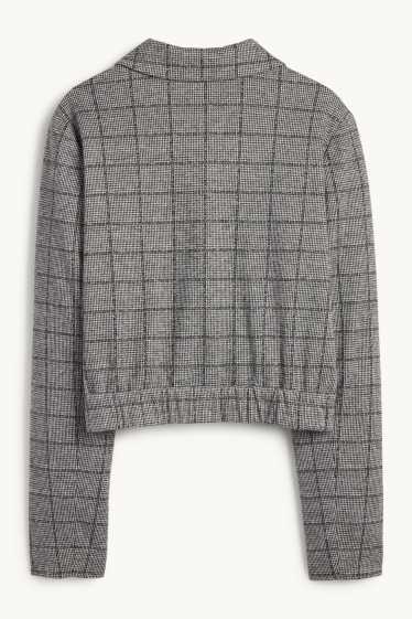 Femmes - Blazer court - à carreaux - gris