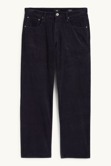 Bărbați - Pantaloni din catifea reiată - relaxed fit - albastru închis