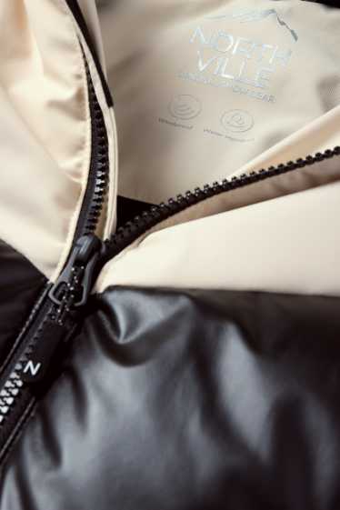 Nena - Jaqueta d’esquí amb caputxa - repel·lent a l’aigua - negre/beix