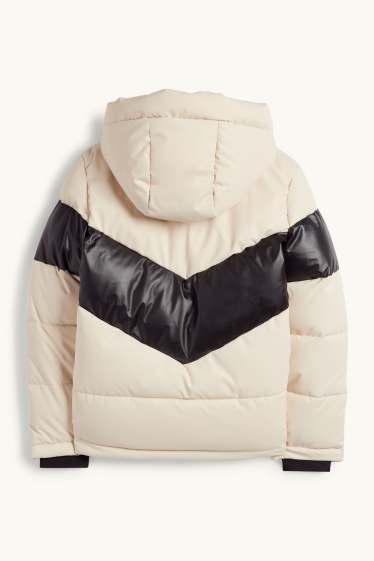 Nena - Jaqueta d’esquí amb caputxa - repel·lent a l’aigua - negre/beix