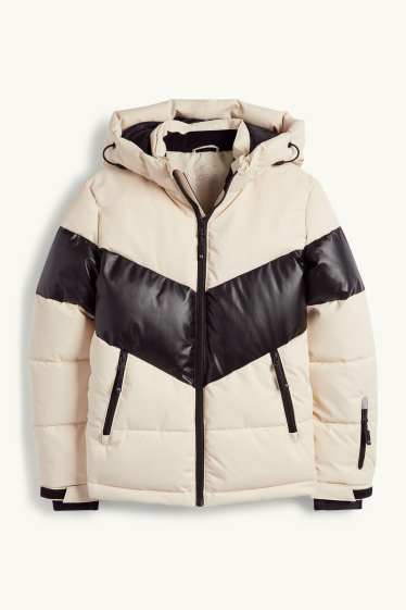 Nena - Jaqueta d’esquí amb caputxa - repel·lent a l’aigua - negre/beix