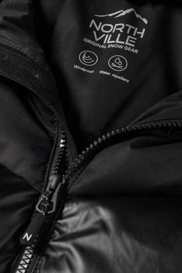 Enfants filles - Veste de ski à capuche - finition déperlante - noir